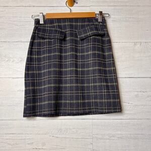 ModCloth Skirt Womens SZ Small Blue Sweet Silver Linings Plaid Mini School Girl